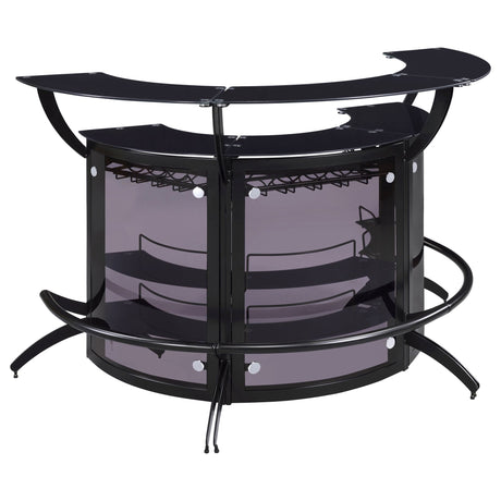 Dallas 2 - shelf Curved Home Bar Smoke and Black Glass (Set of 3) | Coaster | Home Elegance USA