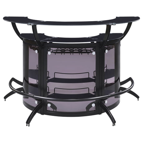 Dallas 2 - shelf Curved Home Bar Smoke and Black Glass (Set of 3) | Coaster | Home Elegance USA