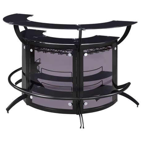 Dallas 2 - shelf Curved Home Bar Smoke and Black Glass (Set of 3) | Coaster | Home Elegance USA