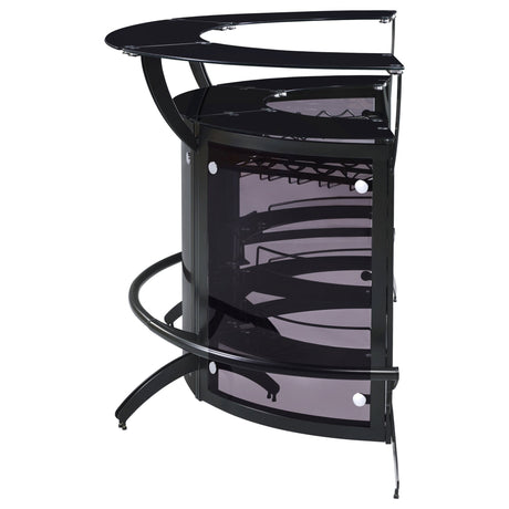 Dallas 2 - shelf Curved Home Bar Smoke and Black Glass (Set of 3) | Coaster | Home Elegance USA