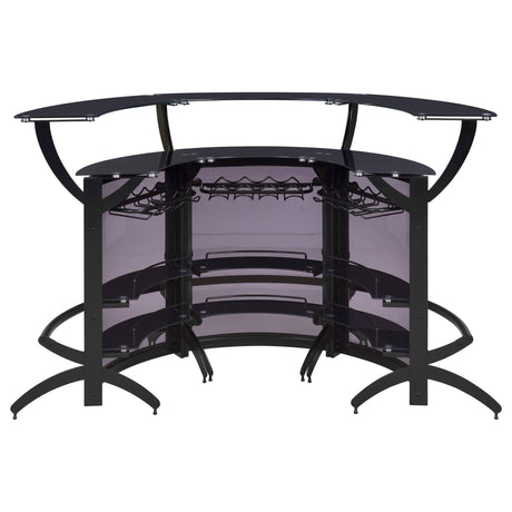 Dallas 2 - shelf Curved Home Bar Smoke and Black Glass (Set of 3) | Coaster | Home Elegance USA