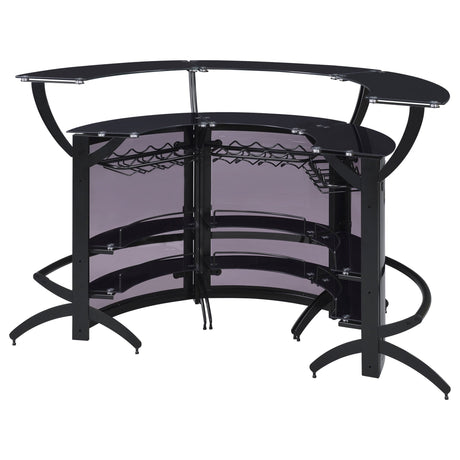 Dallas 2 - shelf Curved Home Bar Smoke and Black Glass (Set of 3) | Coaster | Home Elegance USA