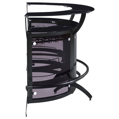 Dallas 2 - shelf Curved Home Bar Smoke and Black Glass (Set of 3) | Coaster | Home Elegance USA