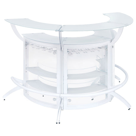 Dallas 2 - shelf Curved Home Bar White and Frosted Glass (Set of 3) | Coaster | Home Elegance USA