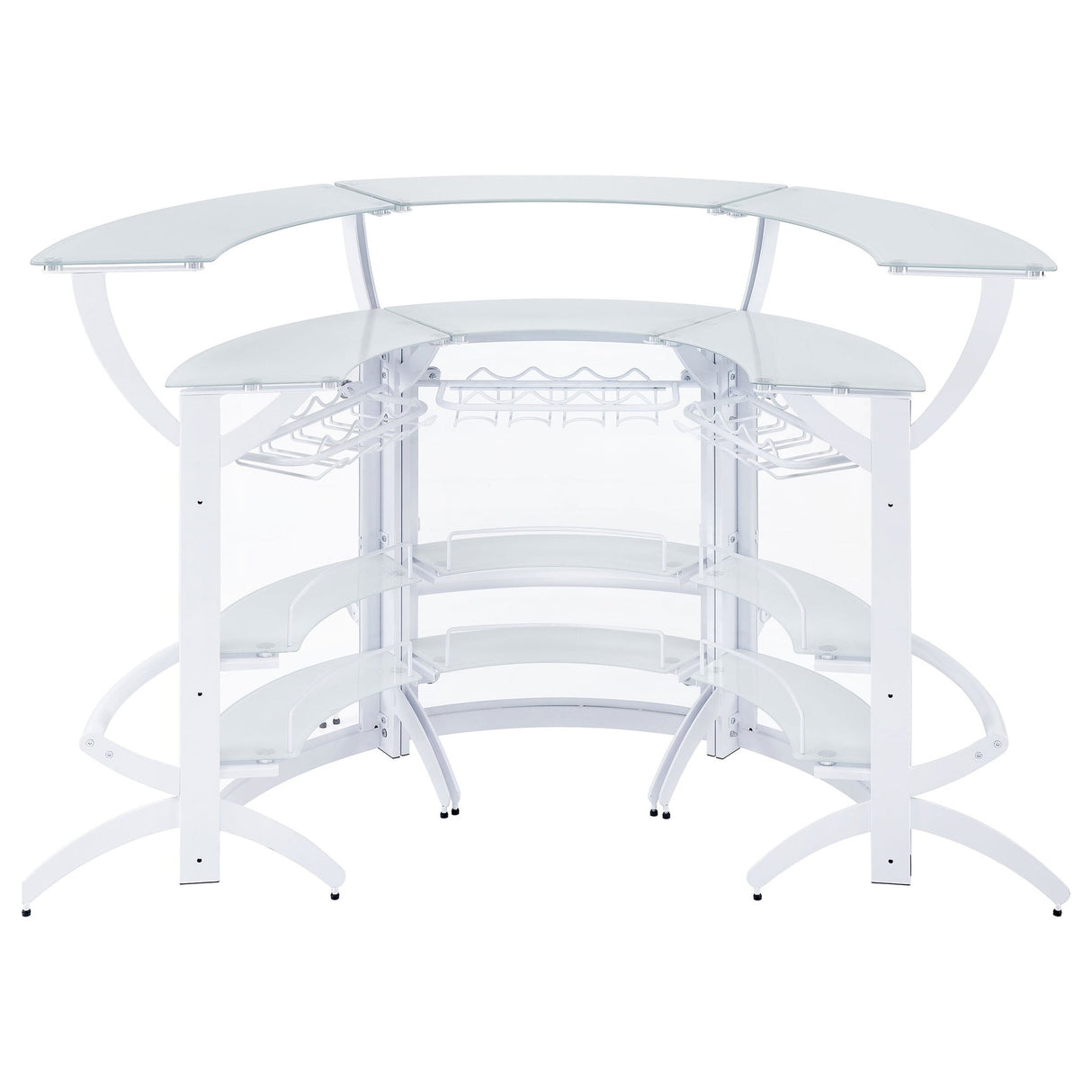 Dallas 2 - shelf Curved Home Bar White and Frosted Glass (Set of 3) - 182136 - S3 - image - 8