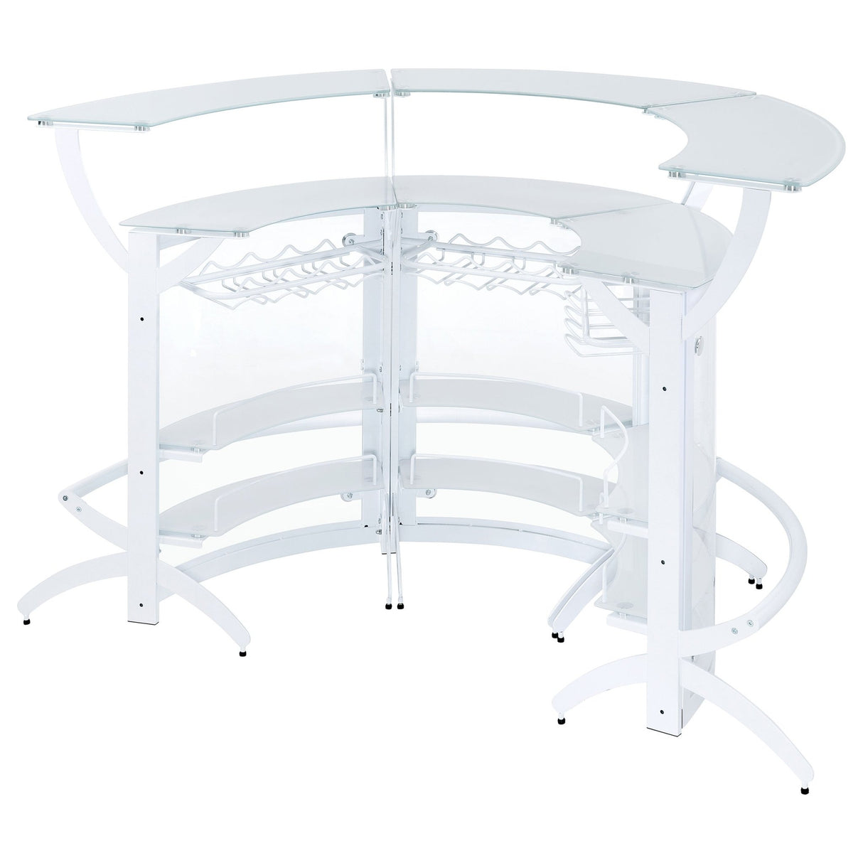 Dallas 2 - shelf Curved Home Bar White and Frosted Glass (Set of 3) - 182136 - S3 - image - 9