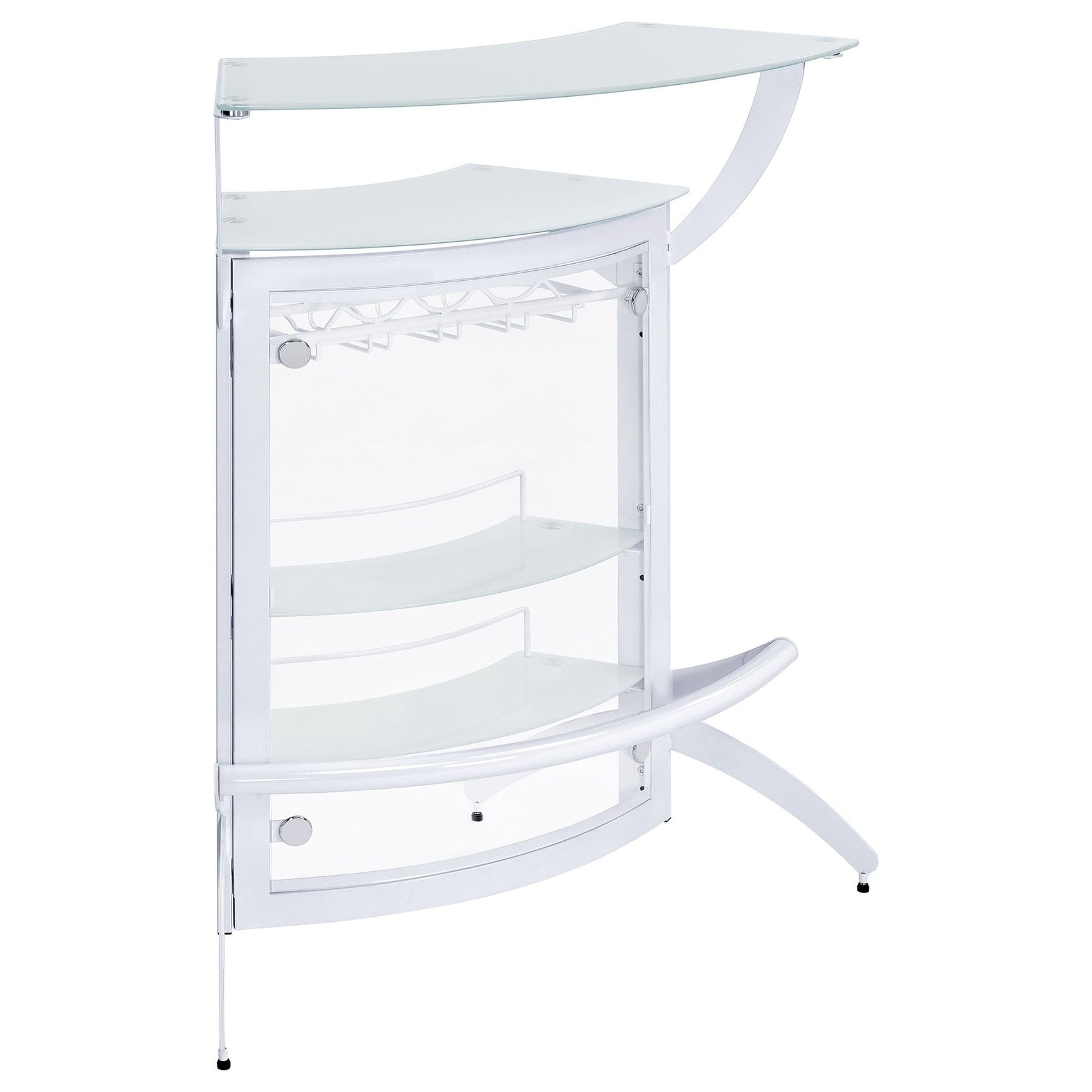 Dallas 2 - shelf Home Bar White and Frosted Glass | Coaster - 182136 - Home Elegance USA - 1