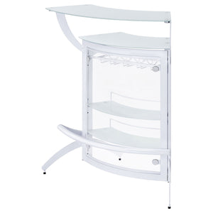 Dallas 2 - shelf Home Bar White and Frosted Glass | Coaster - 182136 - Home Elegance USA - 5