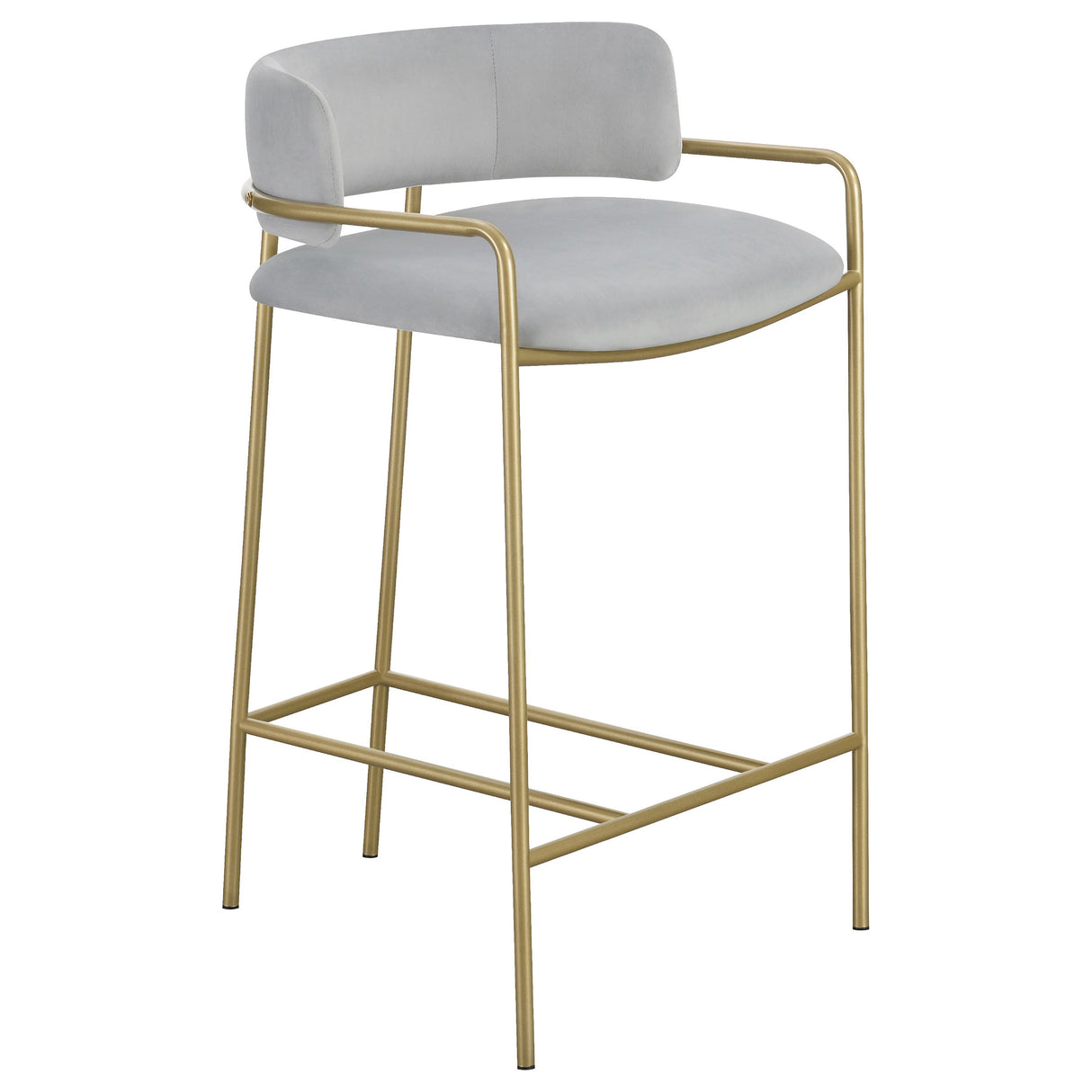 Counter Stool - Comstock Upholstered Low Back Stool Grey and Gold