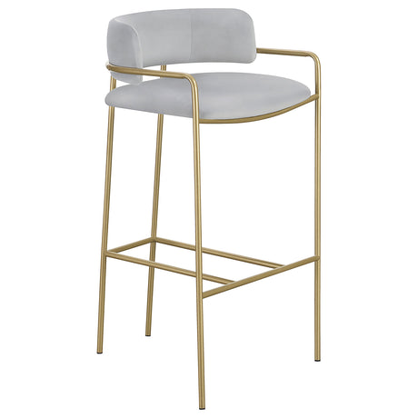 Bar Stool - Comstock Upholstered Low Back Stool Grey and Gold