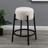 Counter Stool - Leonard Upholstered Backless Round Stools White and Black (Set of 2)