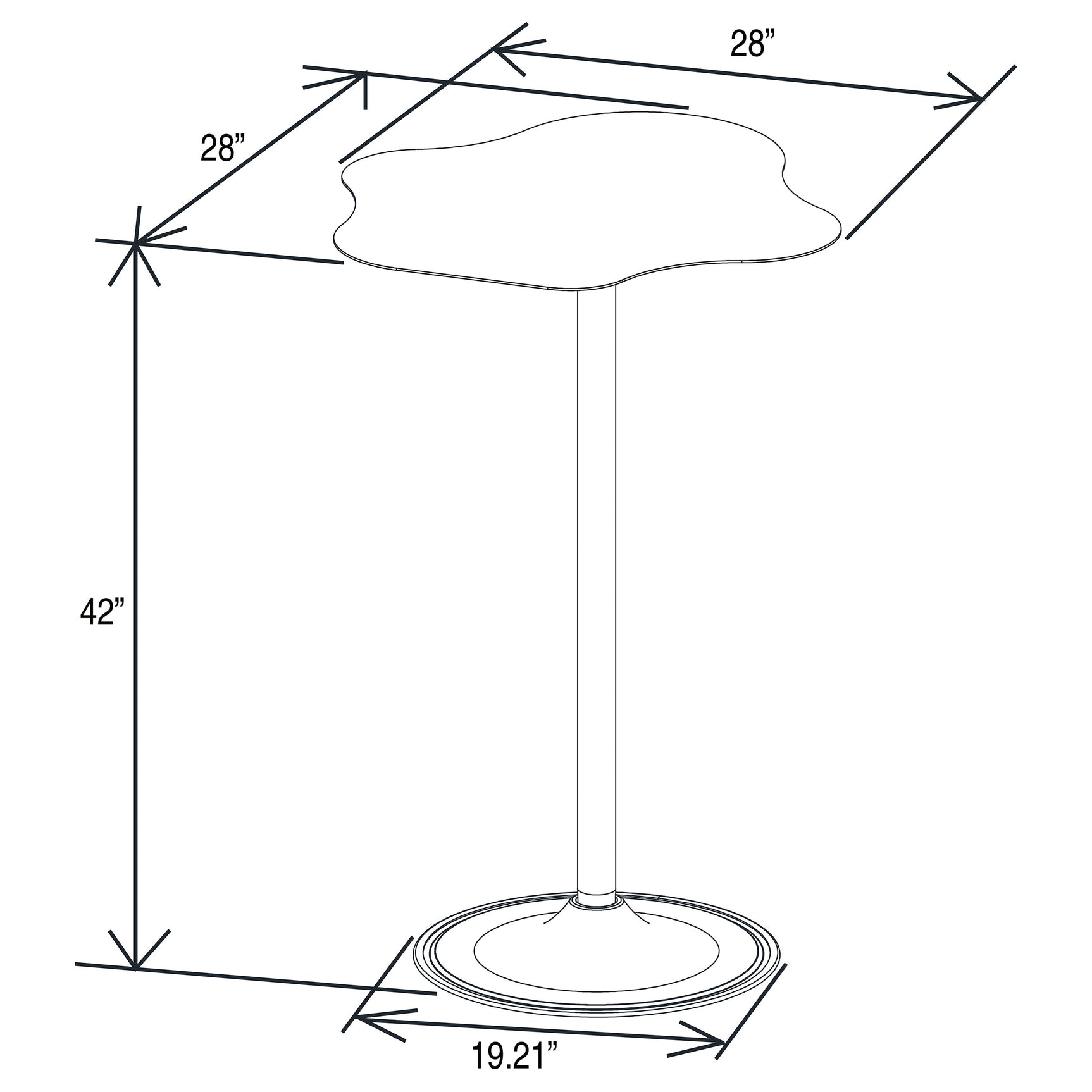 Bar Table - Keanu Pedestal Cloud-Shaped Top Bar Table Black