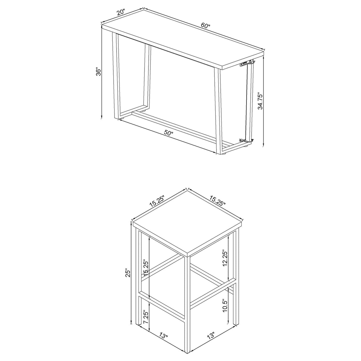 Marmot 4 - piece Rectangular Counter Height Set White Marble and Chrome | Coaster | Home Elegance USA