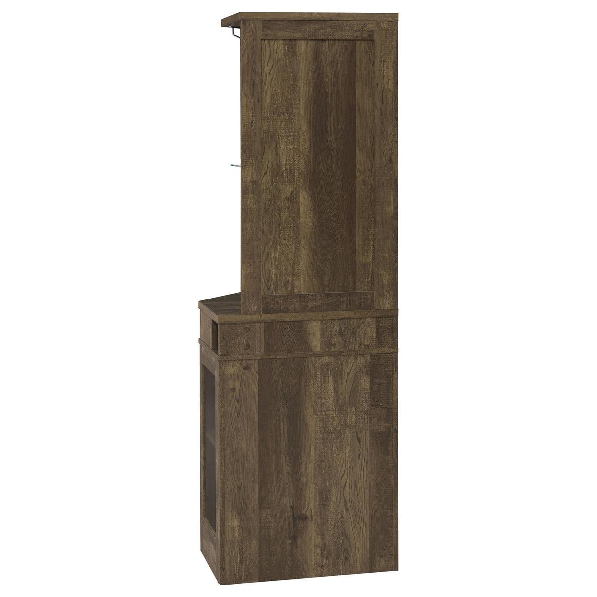 Corner Bar Cabinet - Alviso Corner Bar Cabinet with Stemware Rack Rustic Oak | Coaster | Home Elegance USA