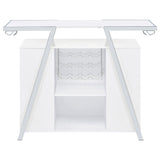 Araceli Home Bar Wine Cabinet White High Gloss and Chrome | Coaster | Home Elegance USA