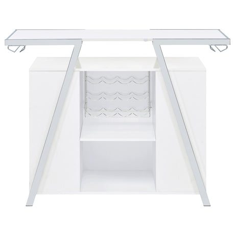 Araceli Home Bar Wine Cabinet White High Gloss and Chrome | Coaster | Home Elegance USA
