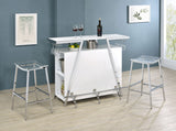 Home Bar - Araceli Home Bar Wine Cabinet White High Gloss and Chrome