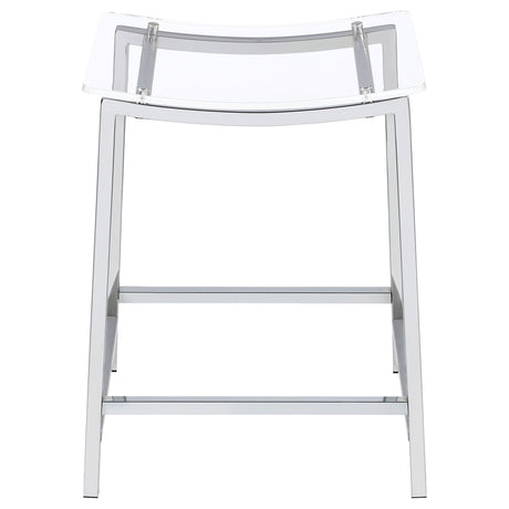 Counter Stool - Jovani Acrylic Backless Counter Height Bar Stools Clear and Chrome (Set of 2)