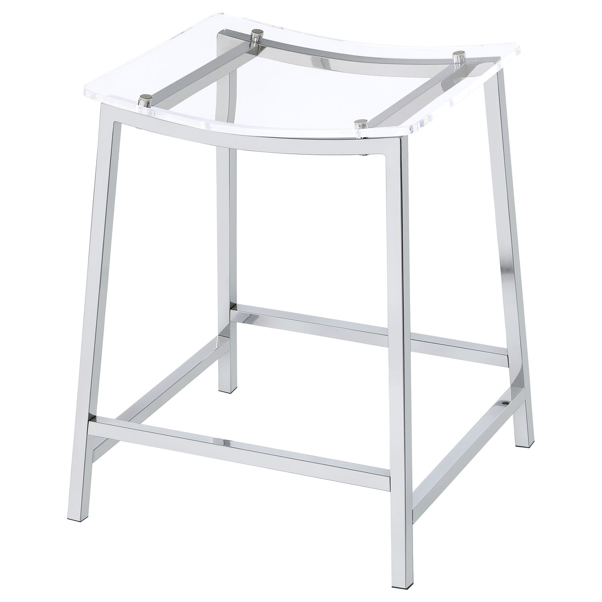 Counter Stool - Jovani Acrylic Backless Counter Height Bar Stools Clear and Chrome (Set of 2)