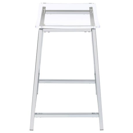 Counter Stool - Jovani Acrylic Backless Counter Height Bar Stools Clear and Chrome (Set of 2)