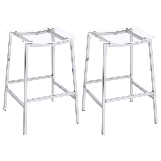 Bar Stool - Jovani Acrylic Backless Bar Stools Clear and Chrome (Set of 2)