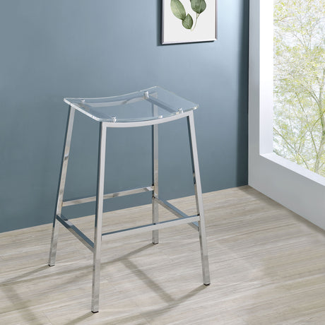 Bar Stool - Jovani Acrylic Backless Bar Stools Clear and Chrome (Set of 2)