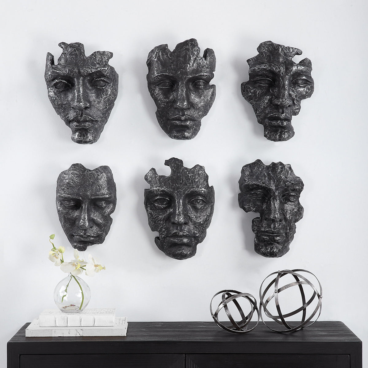 Self-Portrait Metallic Wall Decor (Set of 6) - Black by Uttermost - View 2
