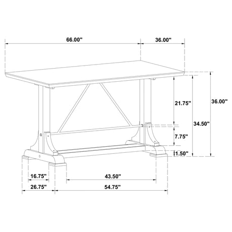 Counter Ht Dining Table - Aldrich Counter Height Trestle Base Dining Table with Genuine White Marble Top and Dark Brown | Coaster - 182438 - Home Elegance USA - 9