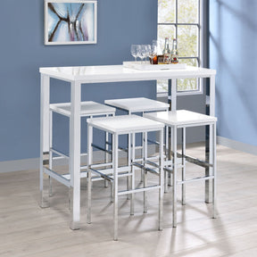 Natividad 5 - piece Bar Set White High Gloss and Chrome | Coaster | Home Elegance USA