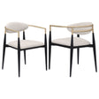 Alexis Fabric Upholstered Dining Arm Chair Beige (Set of 2) - Home Elegance USA