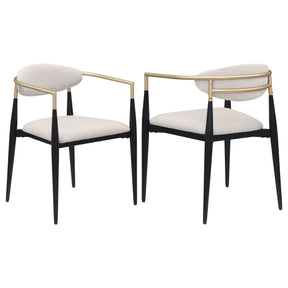 Alexis Fabric Upholstered Dining Arm Chair Beige (Set of 2) - Home Elegance USA