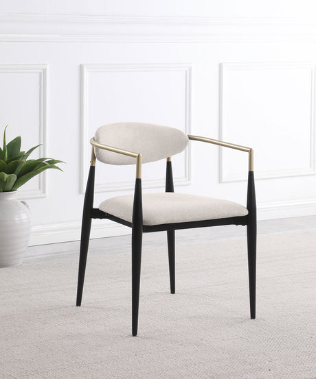 Alexis Fabric Upholstered Dining Arm Chair Beige (Set of 2) - Home Elegance USA