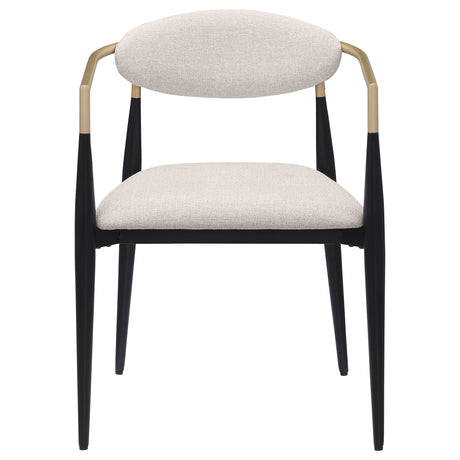 Alexis Fabric Upholstered Dining Arm Chair Beige (Set of 2) - Home Elegance USA
