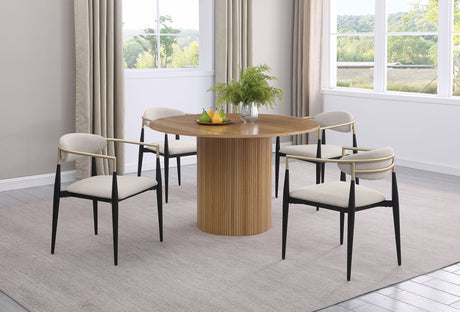 Alexis Fabric Upholstered Dining Arm Chair Beige (Set of 2) - Home Elegance USA