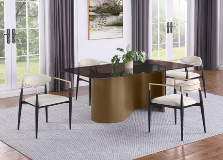 Alexis Fabric Upholstered Dining Arm Chair Beige (Set of 2) - Home Elegance USA