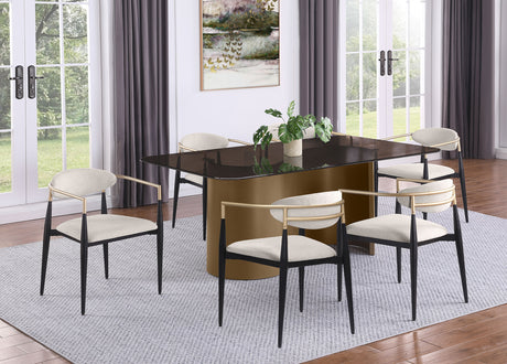 Alexis Fabric Upholstered Dining Arm Chair Beige (Set of 2) - Home Elegance USA