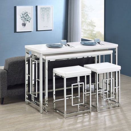 Jackson 4 - piece Multipurpose Counter Height Table Set White and Chrome | Coaster | Home Elegance USA