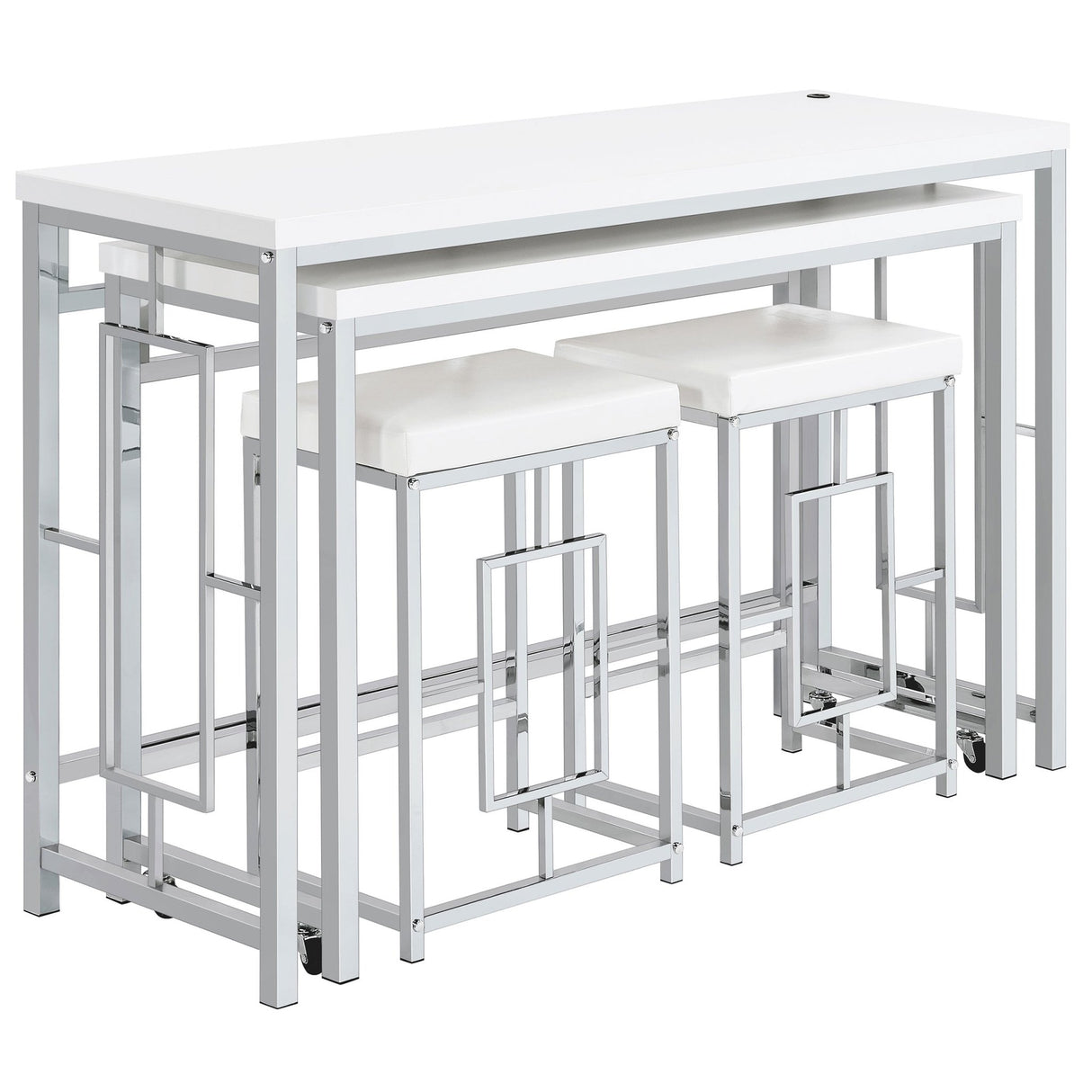 Jackson 4 - piece Multipurpose Counter Height Table Set White and Chrome | Coaster | Home Elegance USA