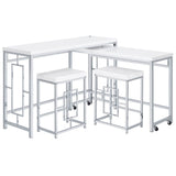 Jackson 4 - piece Multipurpose Counter Height Table Set White and Chrome | Coaster | Home Elegance USA