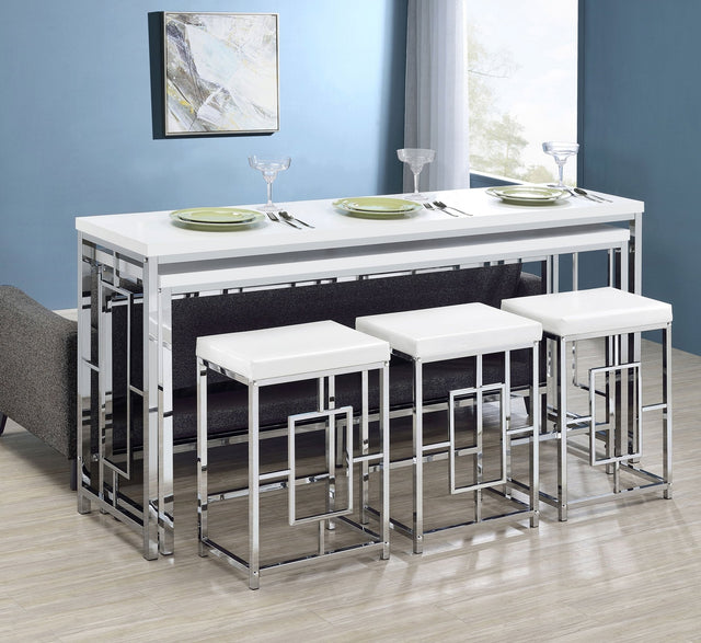 Jackson 5 - piece Multipurpose Counter Height Table Set White and Chrome | Coaster | Home Elegance USA