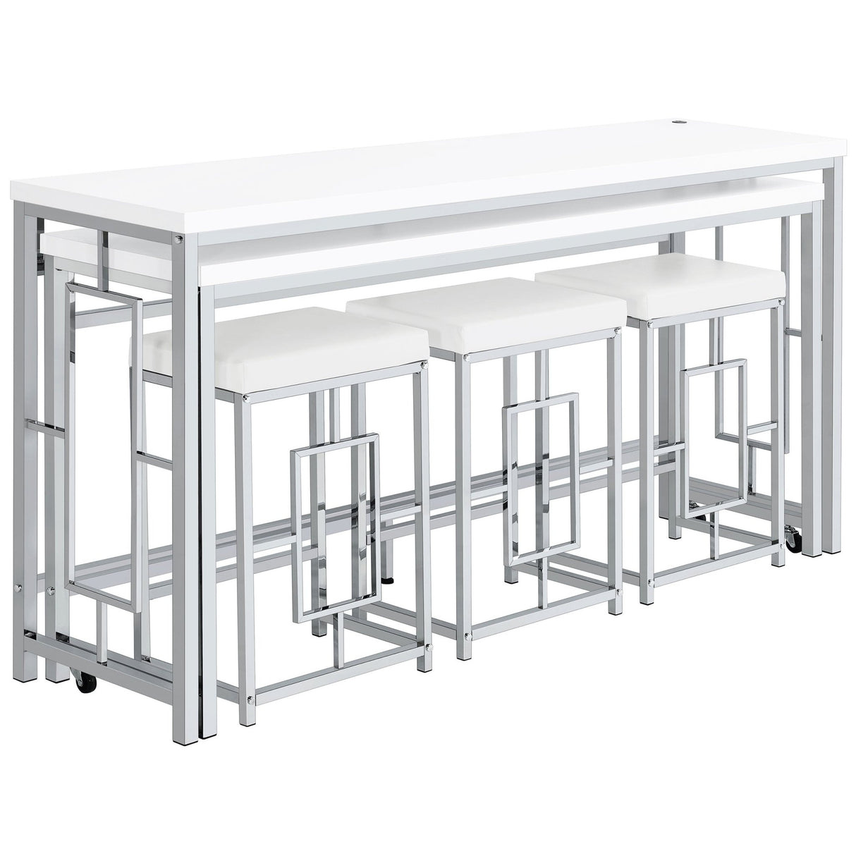 Jackson 5 - piece Multipurpose Counter Height Table Set White and Chrome | Coaster | Home Elegance USA