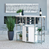 Bar Cabinet - Gallimore 2-door Bar Cabinet with Glass Shelf High Glossy White and Chrome