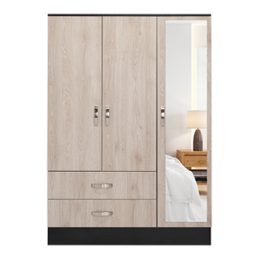 Mirrored Armoire Draggo, Bedroom, Black / Light Gray - sold by Home Elegance USA