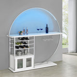 Home Bar - Risley 2-door Circular LED Home Bar with Wine Storage White High Gloss
