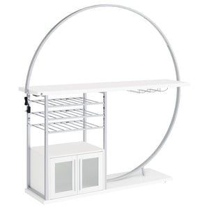 Home Bar - Risley 2-door Circular LED Home Bar with Wine Storage White High Gloss