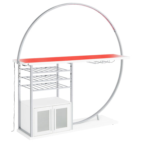 Home Bar - Risley 2-door Circular LED Home Bar with Wine Storage White High Gloss