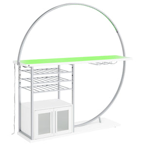 Home Bar - Risley 2-door Circular LED Home Bar with Wine Storage White High Gloss