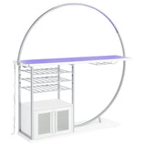 Home Bar - Risley 2-door Circular LED Home Bar with Wine Storage White High Gloss