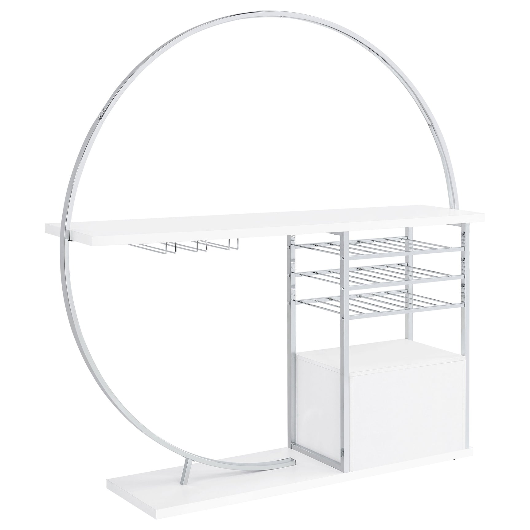 Home Bar - Risley 2-door Circular LED Home Bar with Wine Storage White High Gloss