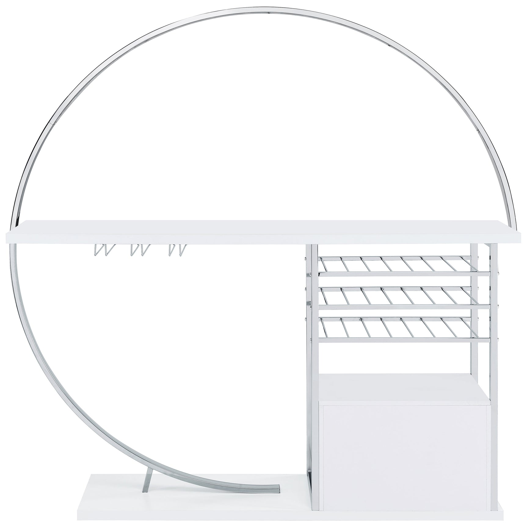 Home Bar - Risley 2-door Circular LED Home Bar with Wine Storage White High Gloss